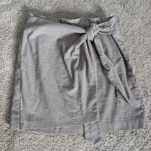 Rachel Zoe Black & Brown Gingham Tie-Front Mini Skirt